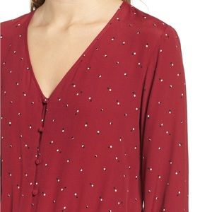 Rails Beaux Ruffle Waist Blouse Rouge Offset Dot
